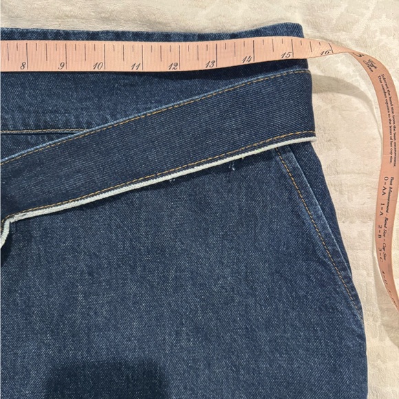 Zara Denim Mini wrap skort with Belt distressed raw hem 100% cotton - Picture 5 of 7